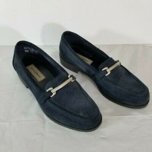 Jacklyn Smith Navy Suede Loafer with silver accent